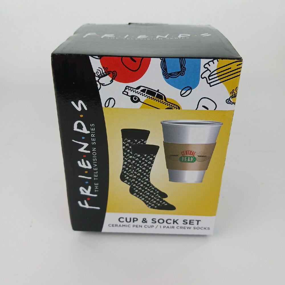 Friends Pen Cup and Sock Combo Set - Friends TV Show Collectibles. New In Box.